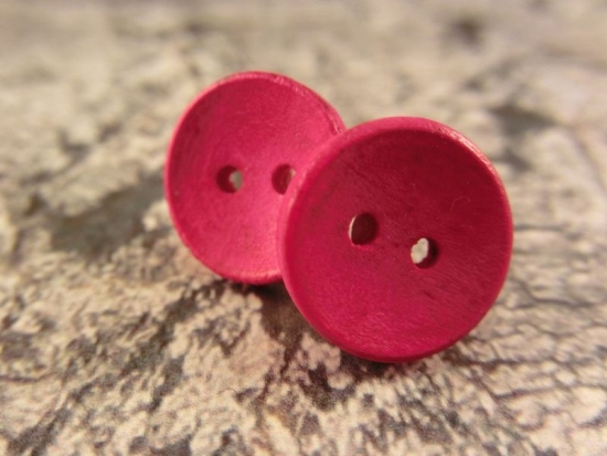 Preview: Rustikale Natur Holz Knopf Ohrstecker Button Roh